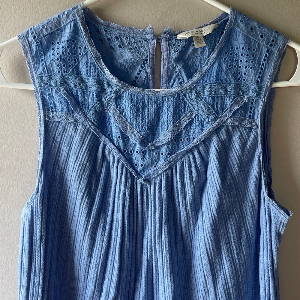 Lucky Brand Light Blue Eyelet Blouse